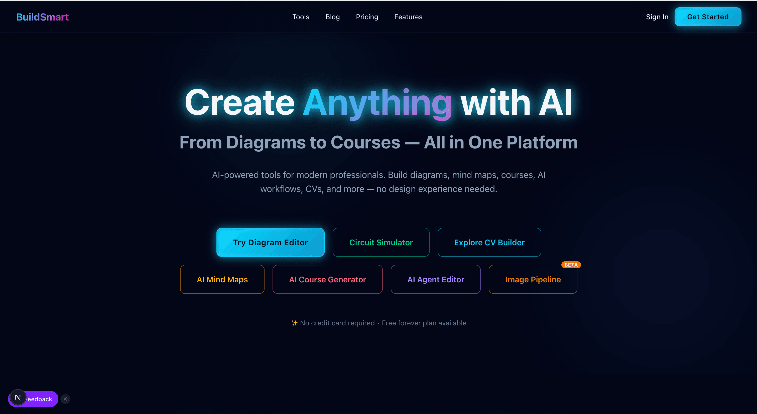AI Diagram landing page showing text-to-flowchart generation